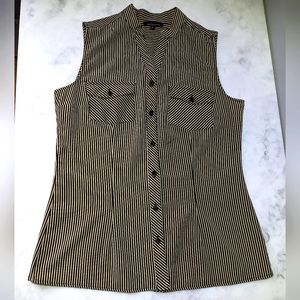 Striped Button Up Tank Top / Notations Striped Tank